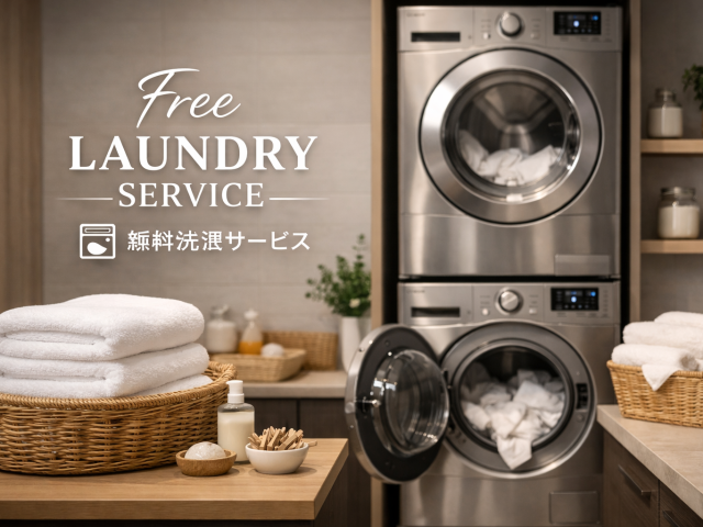 免費洗烘衣服務 08:00 - 22:00